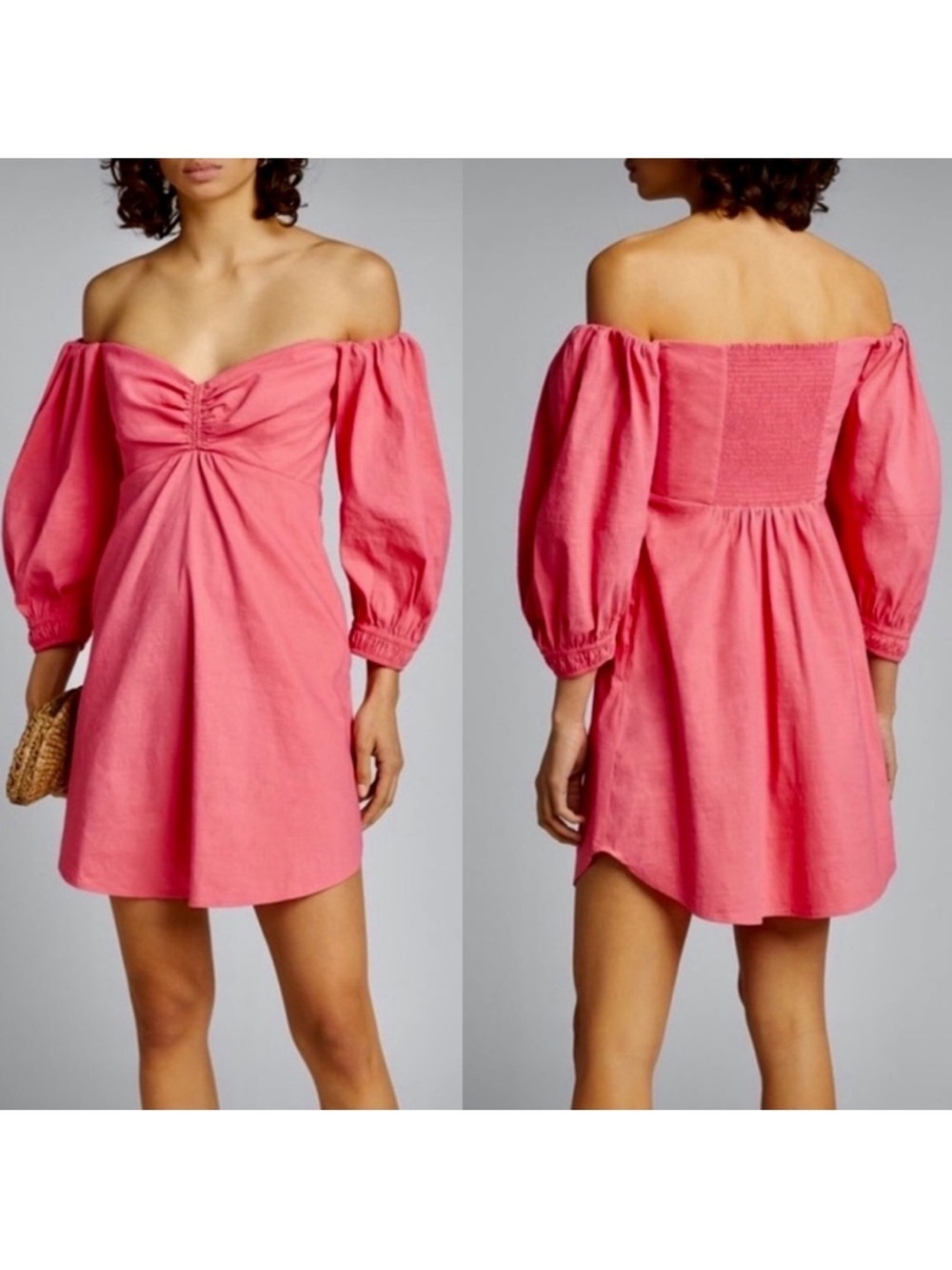 ALC Mila Off Shoulder Linen Blend Mini Dress - Picture 2 of 16